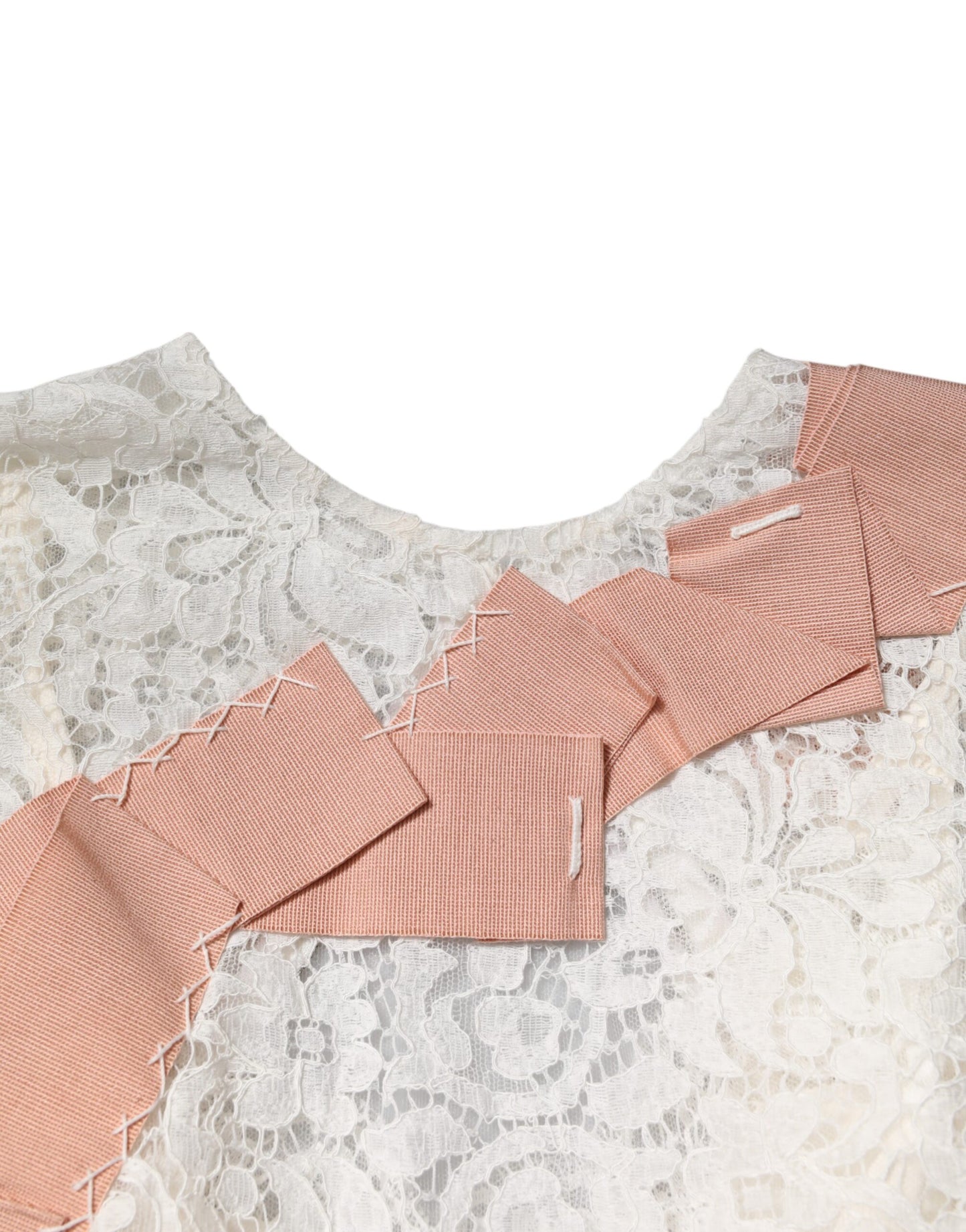 Dolce & Gabbana Blusa de encaje floral blanco de manga corta