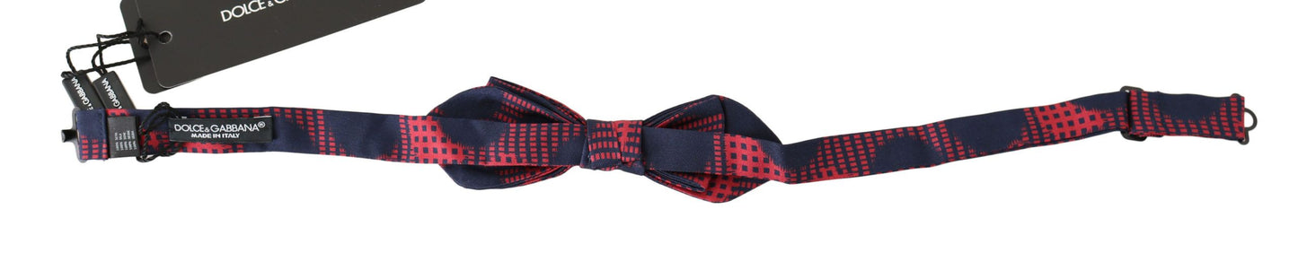 Corbata de moño de hombre ajustable Dolce & Gabbana de seda 100% a cuadros rojos