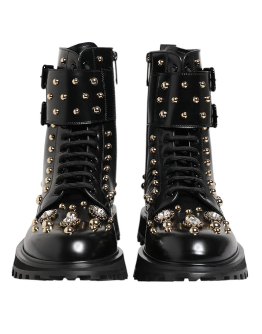 Botas de media caña con cordones y tachuelas negras de Dolce & Gabbana
