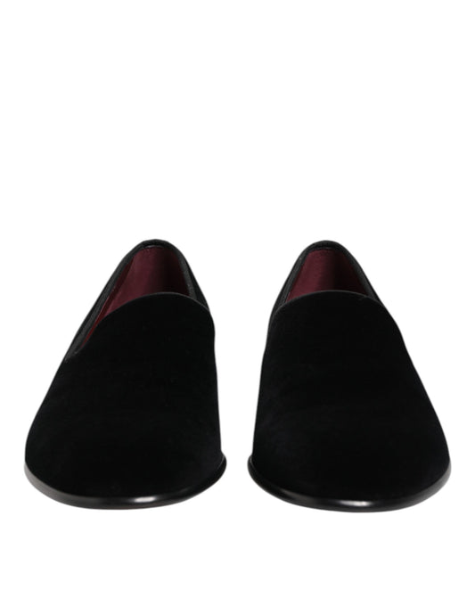 Mocasines Dolce & Gabbana negros de terciopelo sin cordones para hombre
