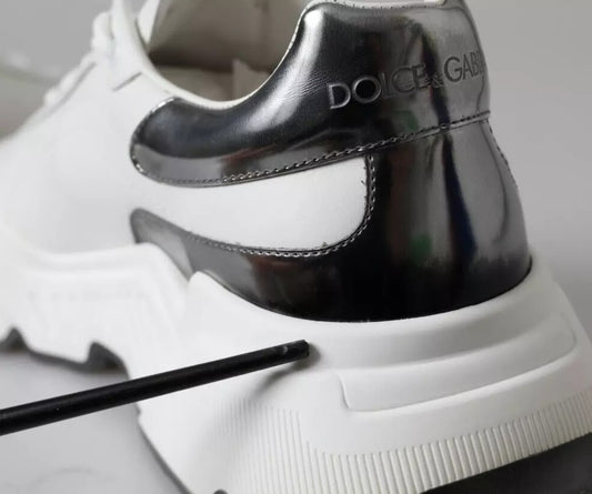 Zapatillas deportivas DAYMASTER Dolce & Gabbana de piel blancas y plateadas