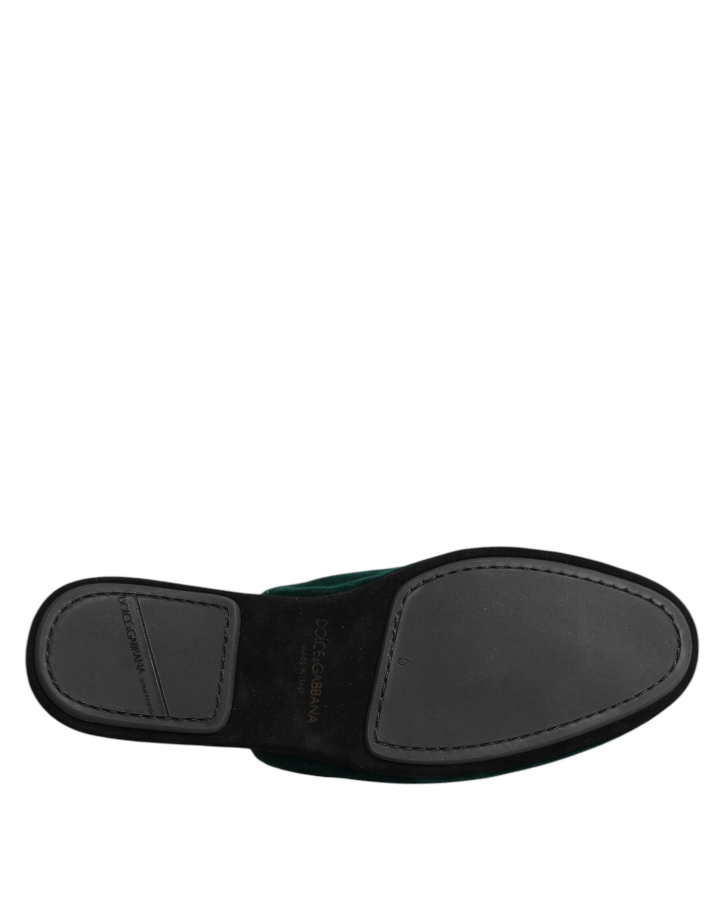 Zapatillas Dolce & Gabbana de terciopelo verde con cruz embellecida