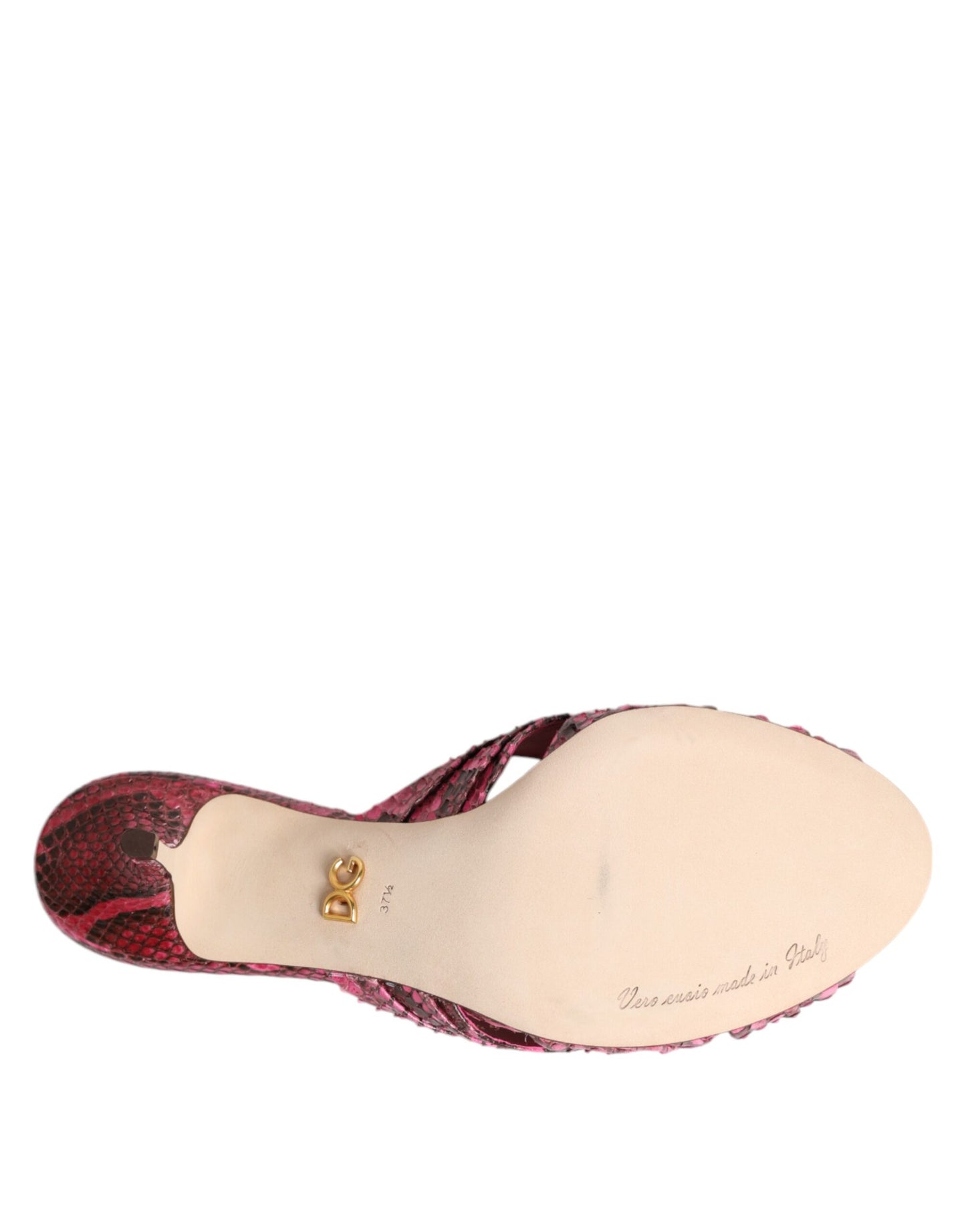 Dolce & Gabbana Zapatos Sandalias con Tacón de Cuero Rosa