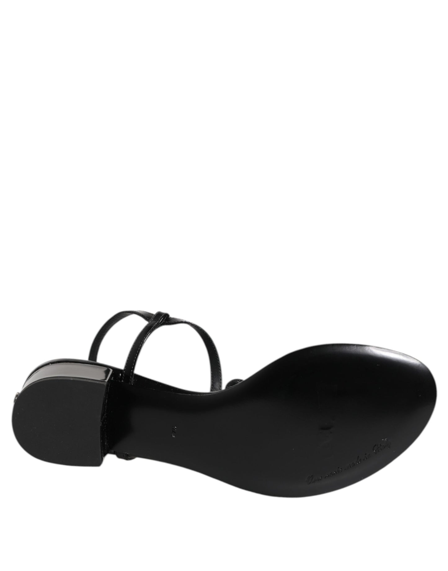 Sandalias Dolce & Gabbana de cuero negro con cristales en el tobillo
