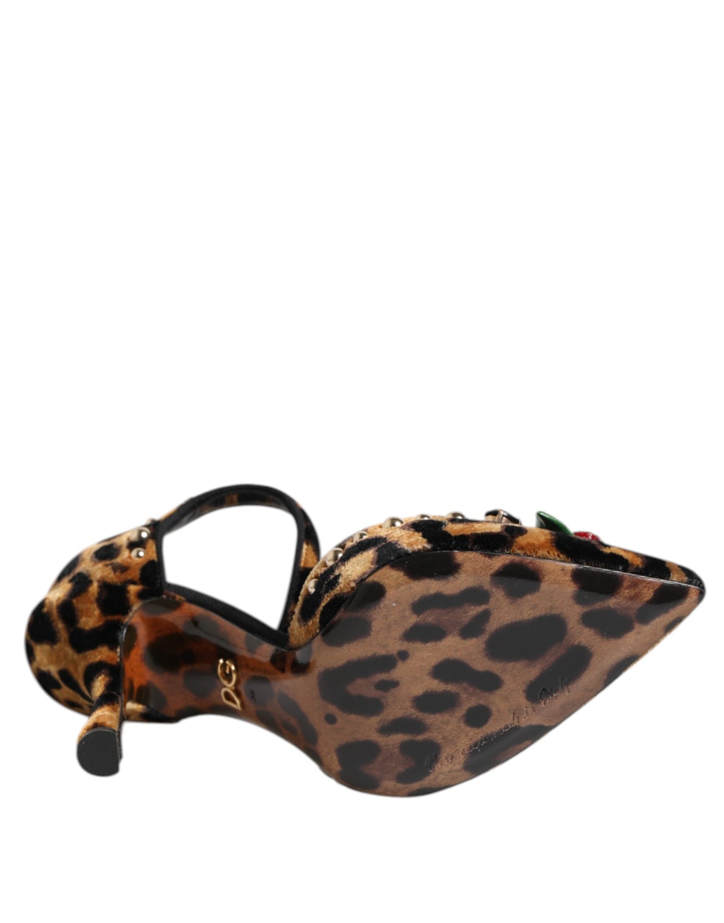 Zapatos de tacón Dolce & Gabbana marrones de leopardo con rosas de cristal