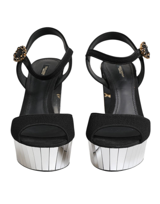 Zapatos Sandalia Dolce & Gabbana Keira con Correa al Tobillo y Cristales Negros