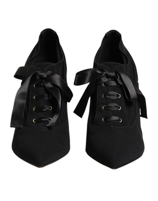 Zapatos de tacón de aguja con cordones negros Dolce & Gabbana