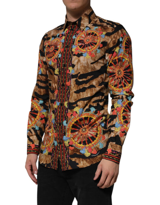 Chemise à manches longues Dolce & Gabbana GOLD Cotton Tiger Carretto