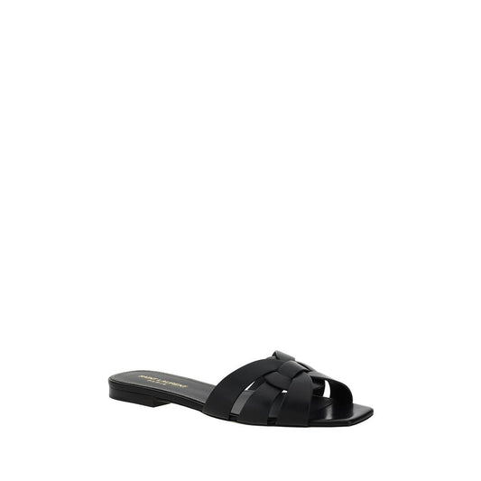 Sandalias Saint Laurent de piel de becerro negra Bos Taurus con correa