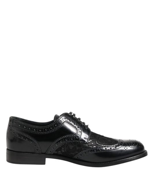 Zapatos de vestir Dolce & Gabbana de cuero negro con encaje floral
