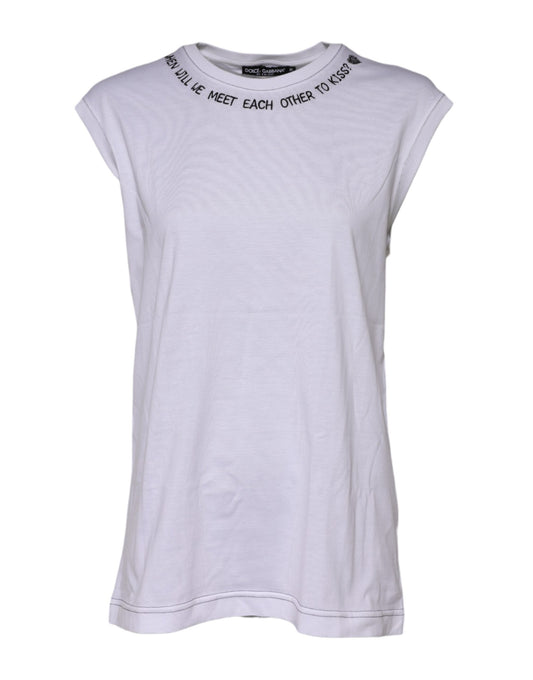 Camiseta sin mangas estampada de algodón blanco de Dolce & Gabbana