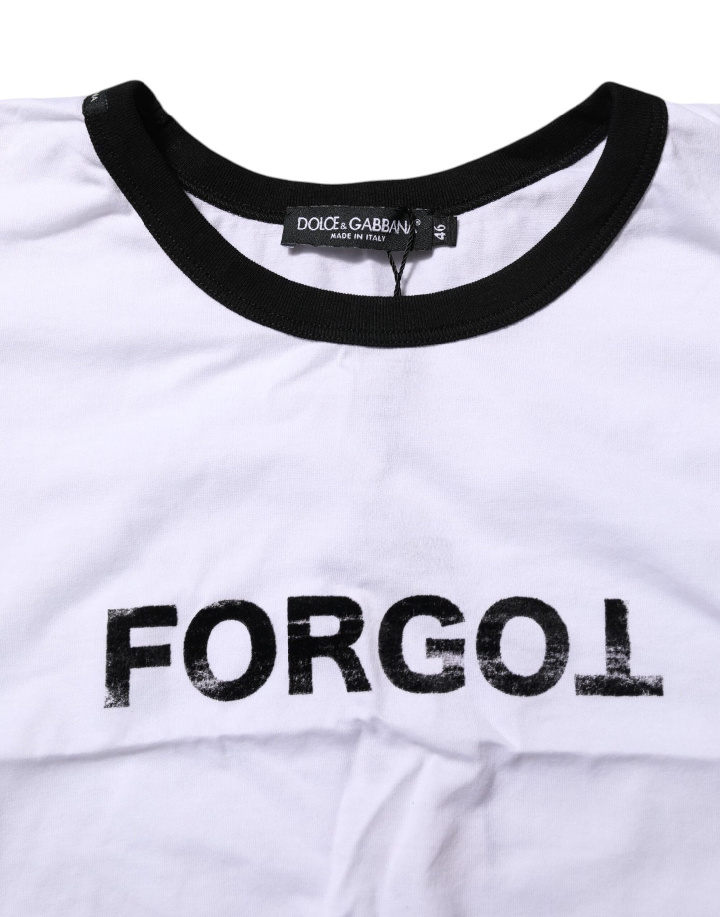 Camiseta corta blanca de algodón con cuello redondo de Dolce & Gabbana