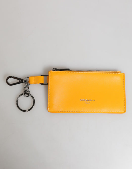 Cartera Clip On de Cuero Naranja Amarillo para Tarjetas de Crédito y Llaves Dolce & Gabbana