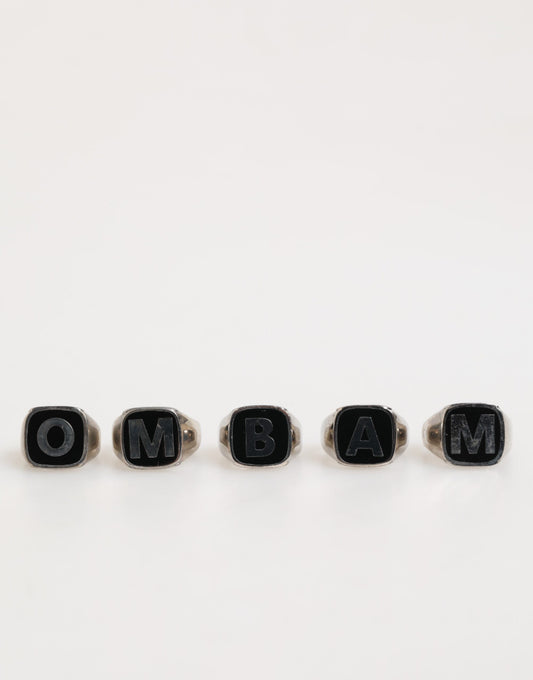 Anillo Ajustable Dolce & Gabbana de Latón Plateado con Letras, Set de 5 Piezas