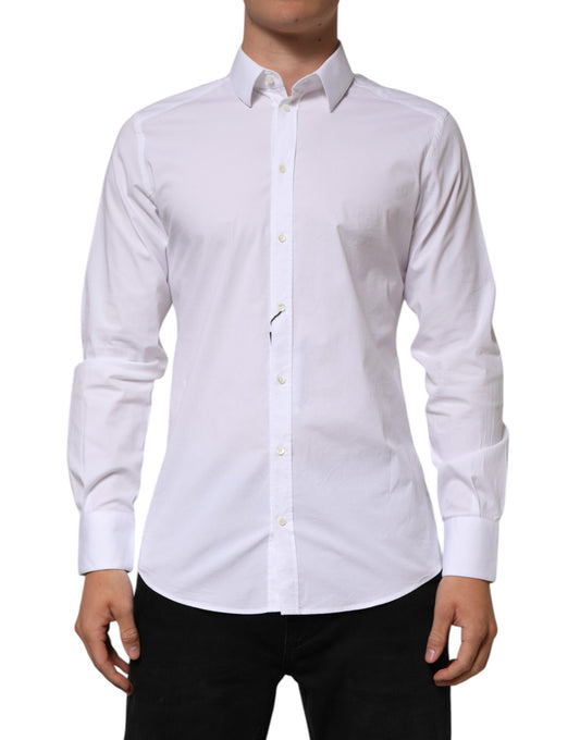 Camisa Formal de Algodón Blanca de Manga Larga para Hombre GOLD de Dolce & Gabbana