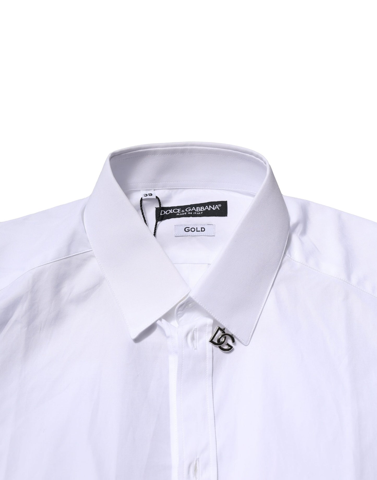 Camisa formal de manga larga Dolce & Gabbana de algodón blanco GOLD