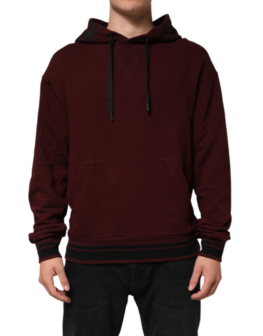 Sudadera con Capucha de Algodón Burdeos con Forro a Cuadros para Hombre Dolce & Gabbana