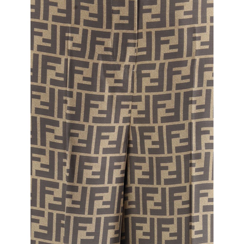 Fendi Brown Silk Casual Trousers - Fluid Drape
