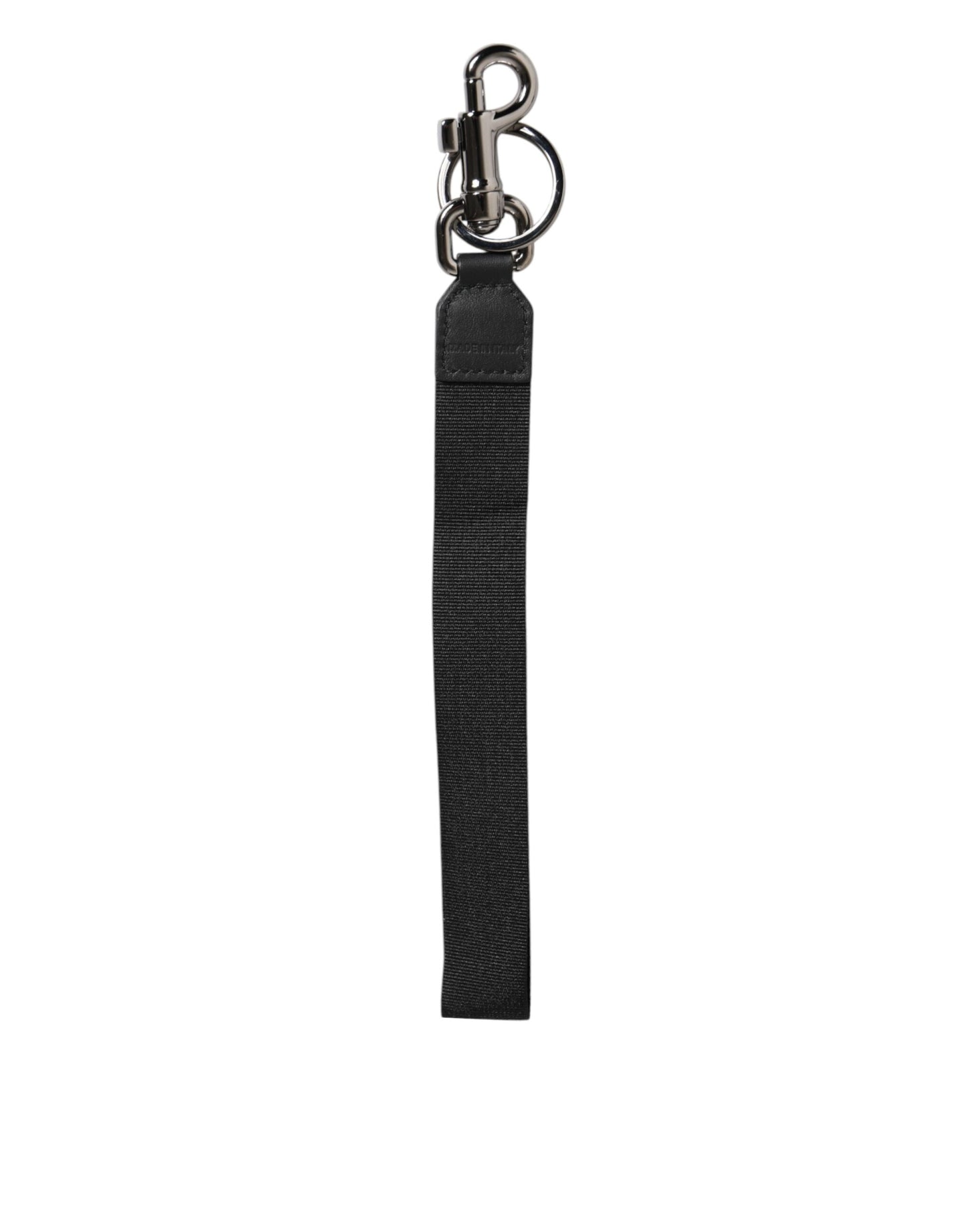 Dolce & Gabbana Negro Azul DG Logo Poliéster Latón Soporte Llavero Anillo para Llaves