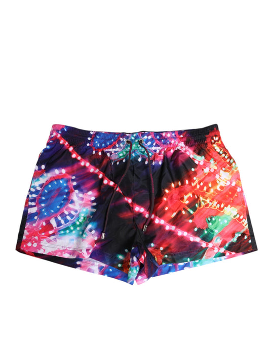 Traje de Baño Shorts de Poliéster con Estampado Neón Multicolor Dolce & Gabbana