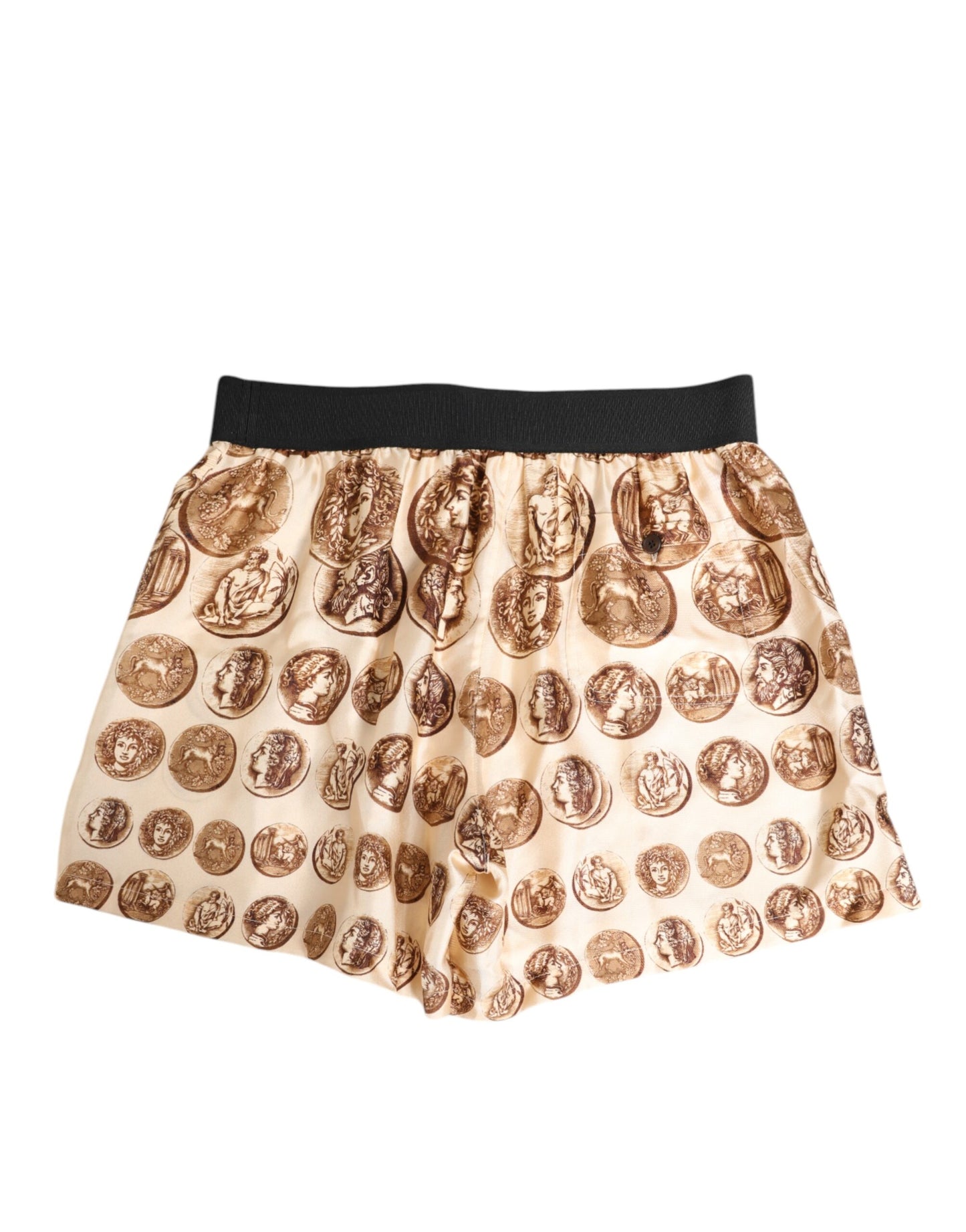 Dolce & Gabbana Bañador de seda con estampado de monedas antiguas marrones