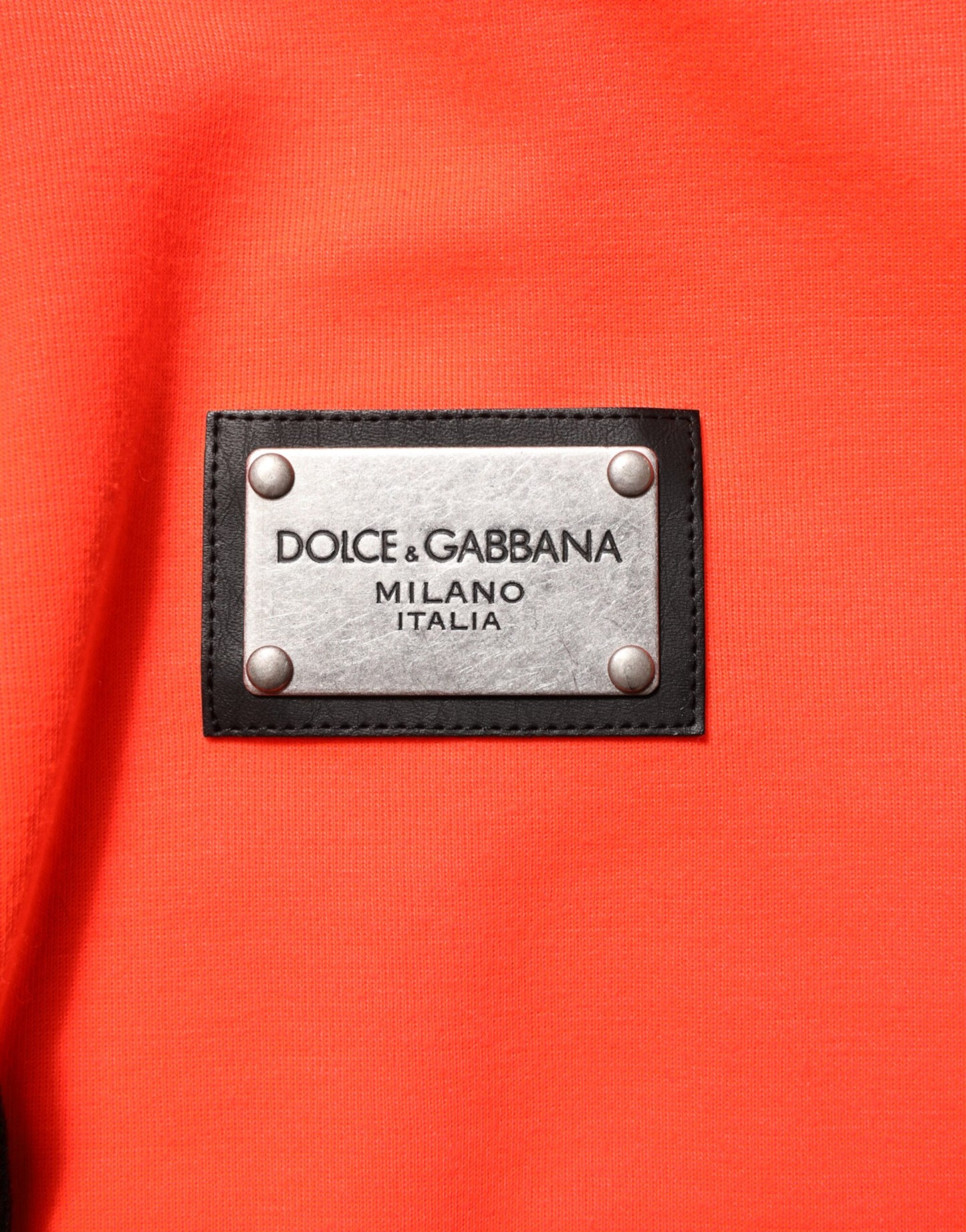 Sudadera con capucha de poliéster fluorescente rojo con parche del logo de Dolce & Gabbana