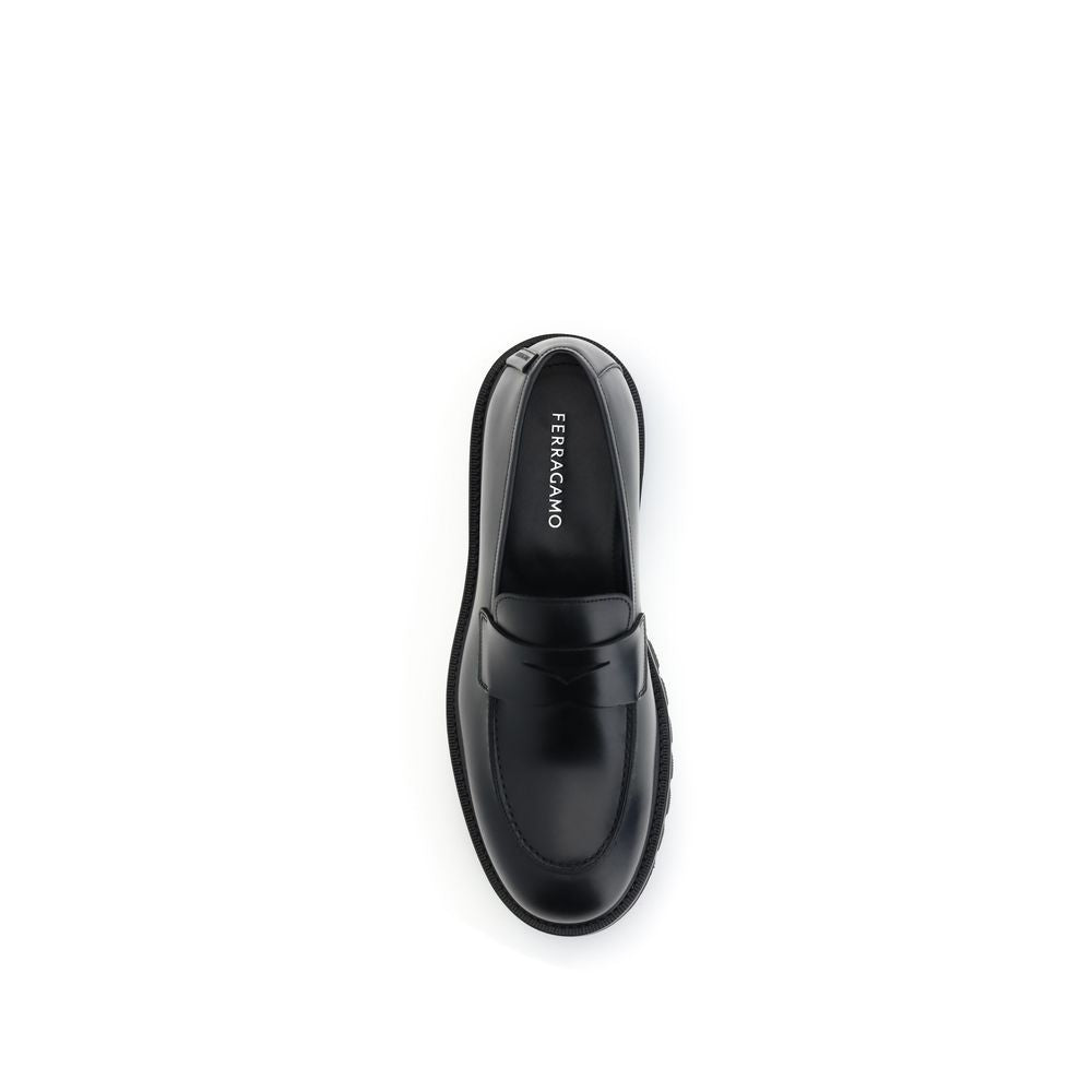 Mocasines sin cordones de piel de becerro negra Bos Taurus Ferragamo