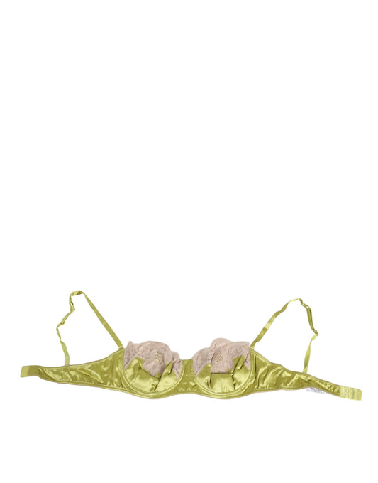 Ropa interior Dolce & Gabbana Balconnet de satén de seda verde lima con encaje y relleno