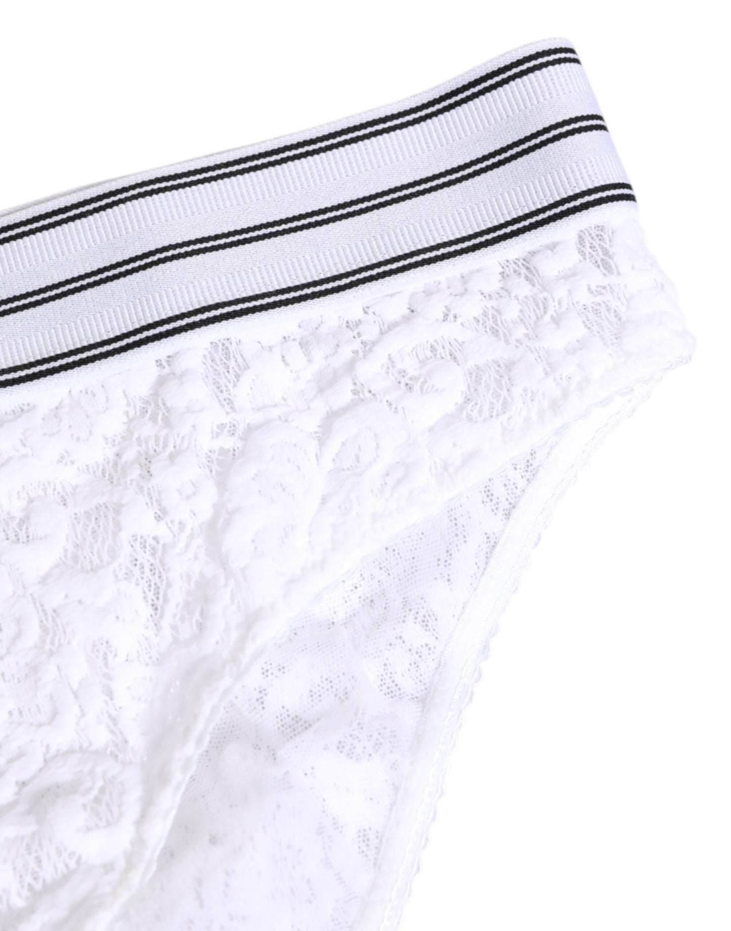 Ropa interior Dolce & Gabbana de encaje blanco con braguita y cintura con logo