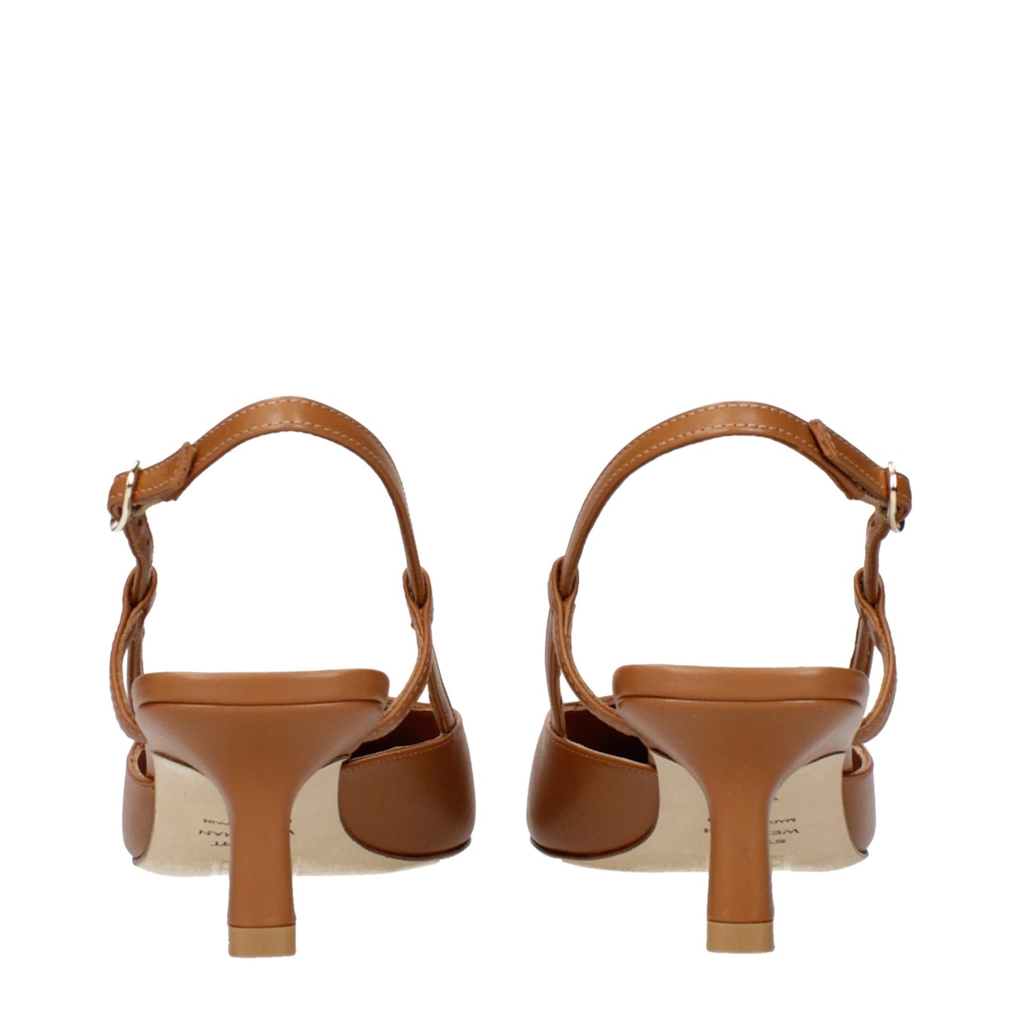 Zapatos de salón de tacón medio de cuero marrón Stuart Weitzman