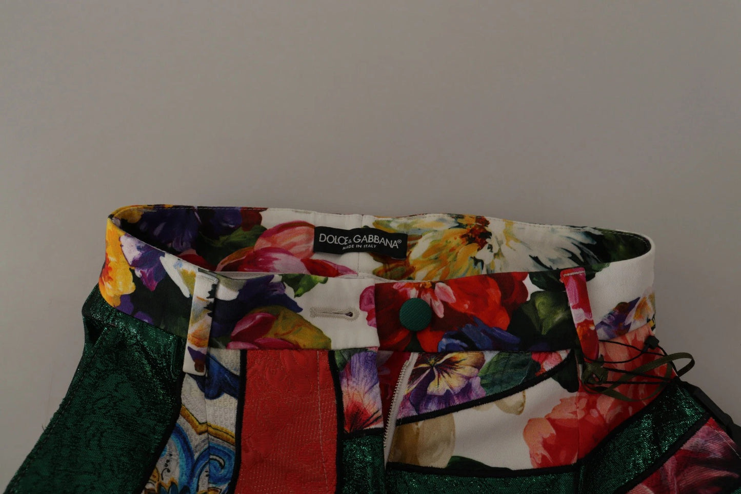 Pantalones de tiro alto Dolce & Gabbana de jacquard patchwork multicolor
