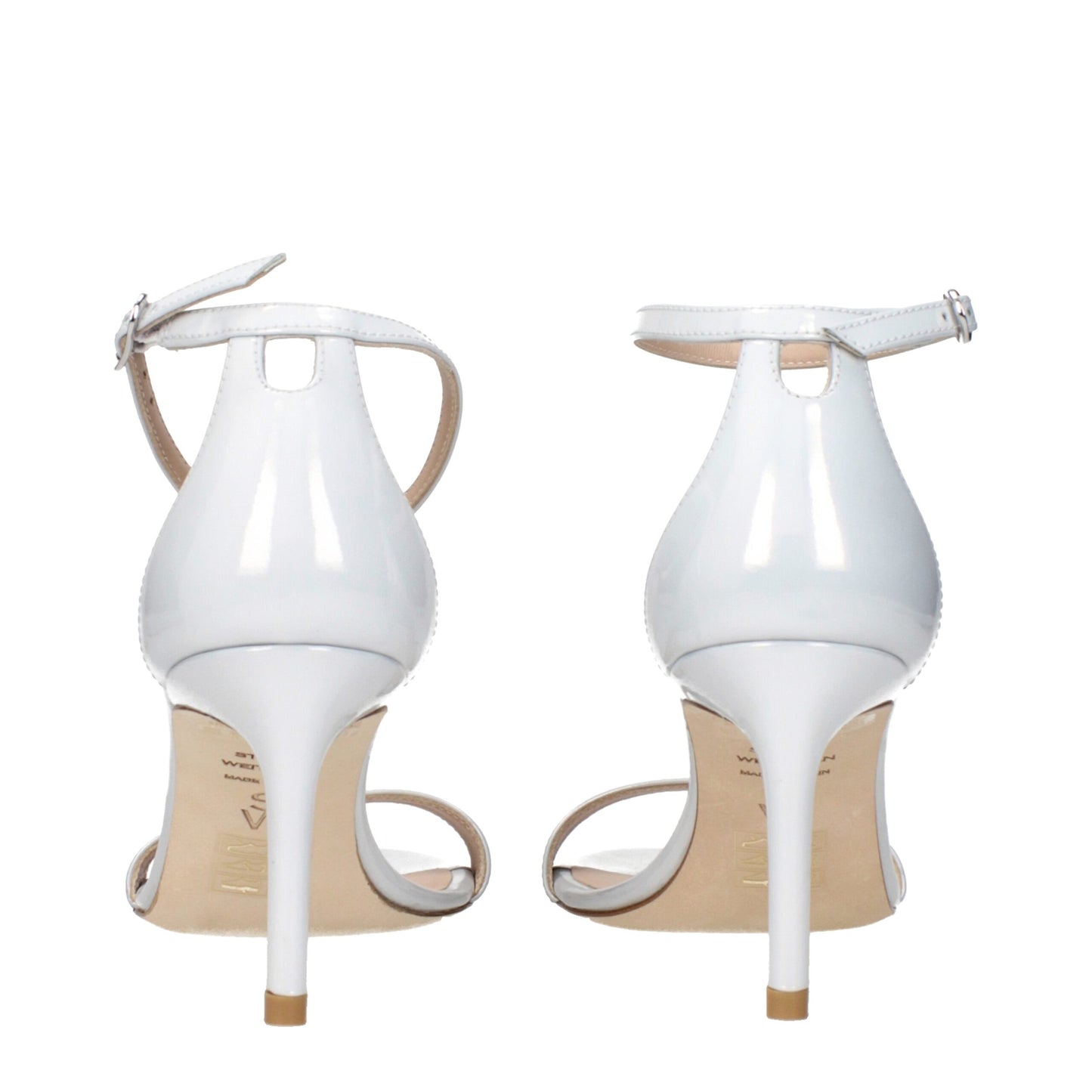 Sandalias Stuart Weitzman de tacón de aguja de cuero blanco