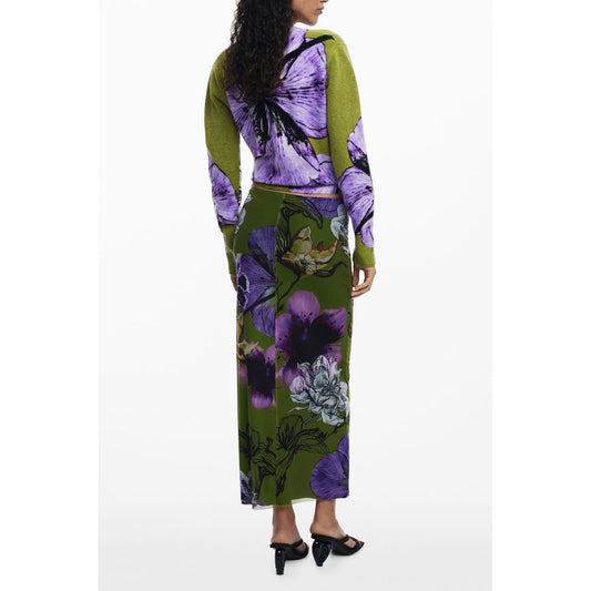 Desigual Falda Verde de Poliéster para Mujer con Cintura Elástica