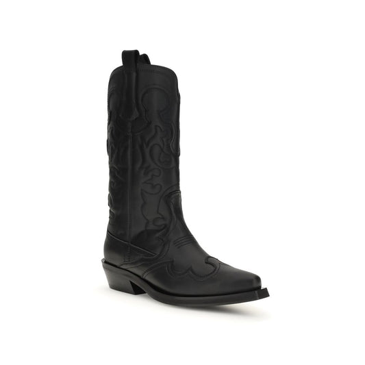 Botines Ganni negros de piel reciclada con cordones