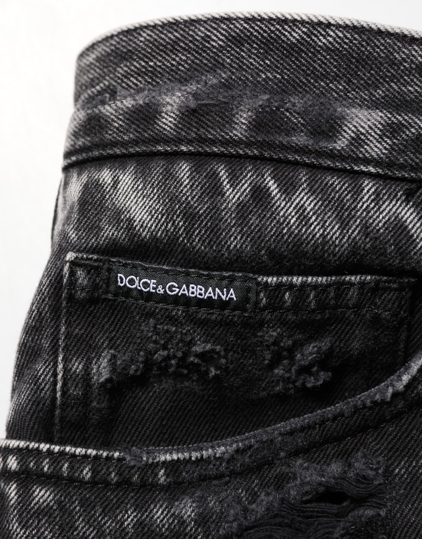 Vaqueros de algodón desgastado, rotos y holgados Dolce & Gabbana negros