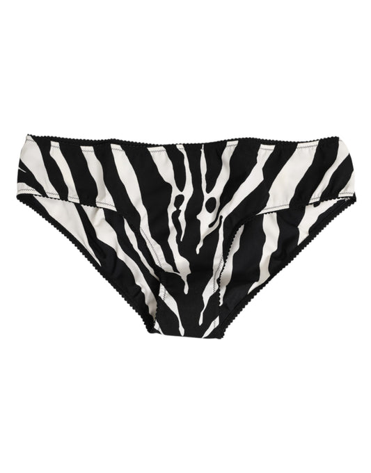 Ropa Interior Tipo Slip Estampado Cebra Blanco y Negro de Dolce & Gabbana