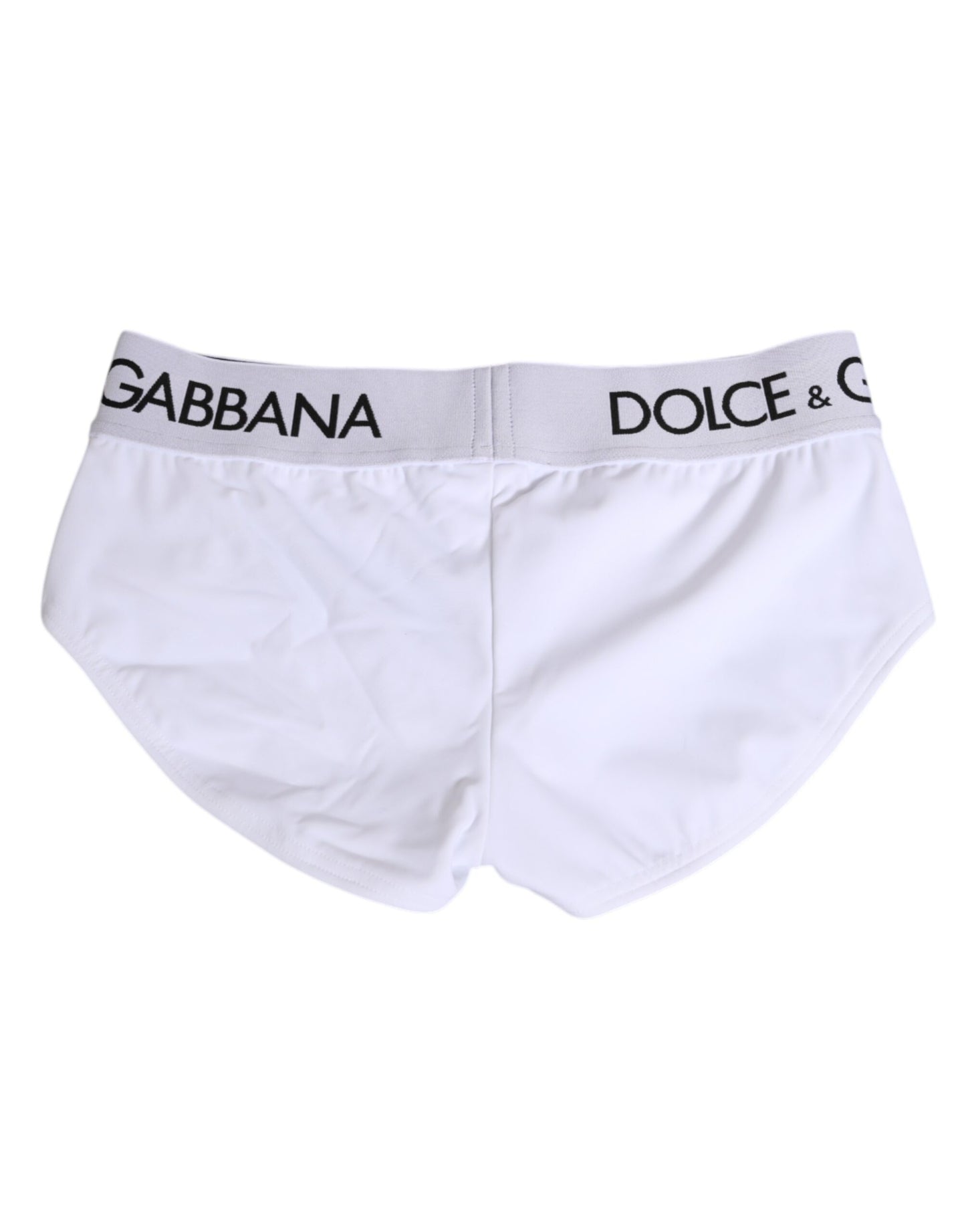 Ropa interior Dolce & Gabbana, shorts de nailon blanco con logotipo en la cintura