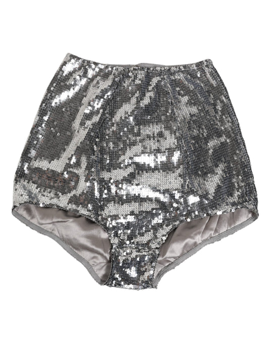 Ropa Interior Dolce & Gabbana de Nailon Plateado con Lentejuelas, Faja Braguita