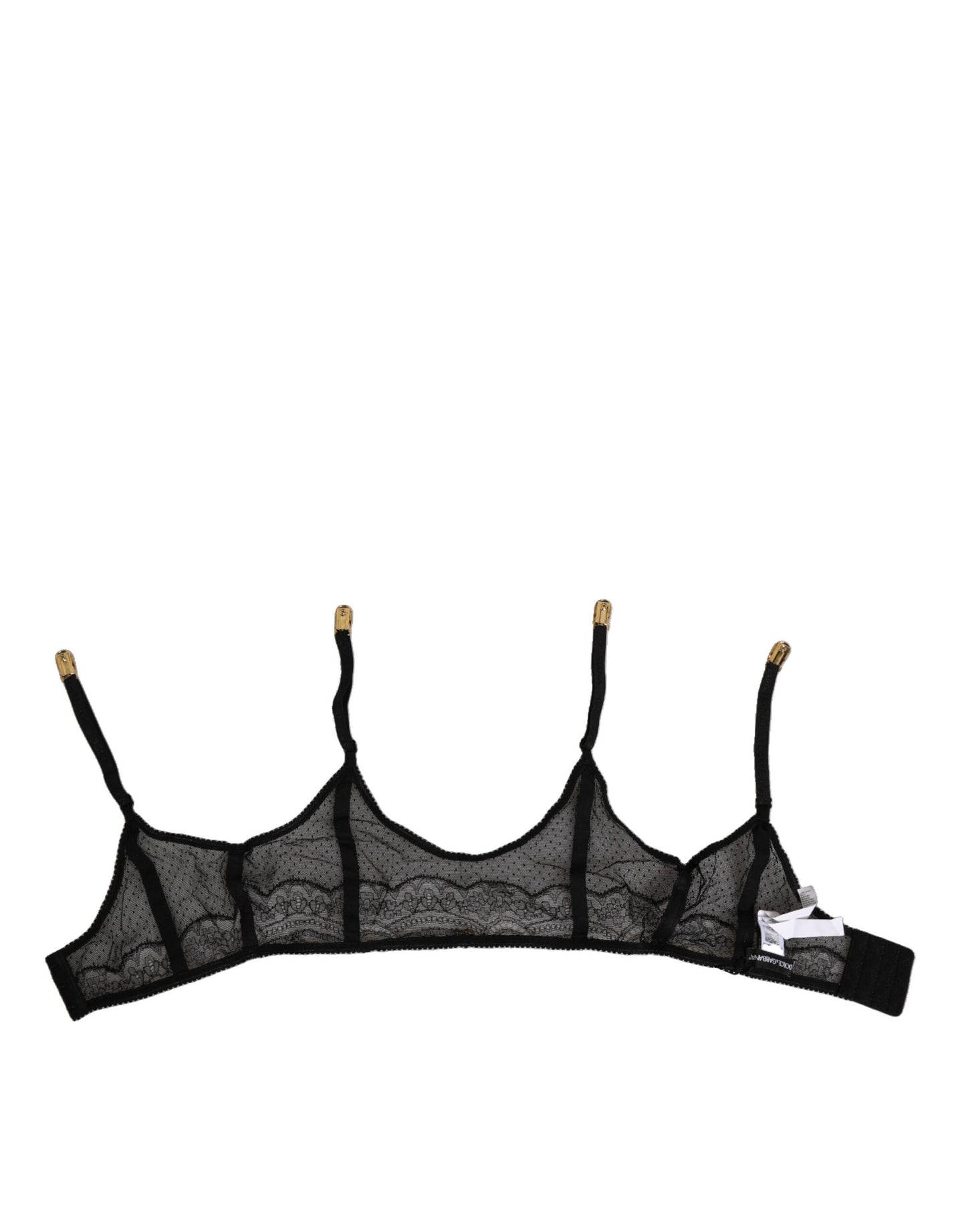 Ropa interior de liga con tiras de nylon de encaje floral negro de Dolce & Gabbana