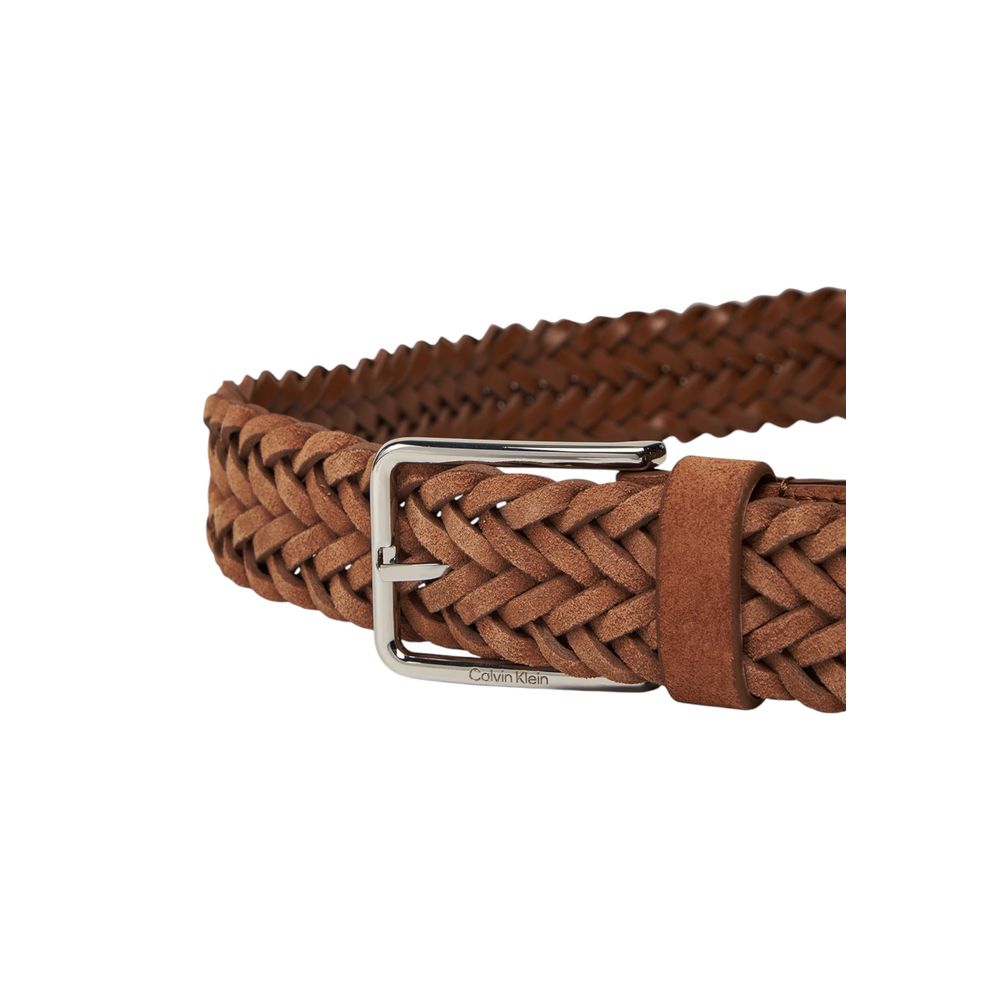 Cinturón regular de cuero marrón Calvin Klein