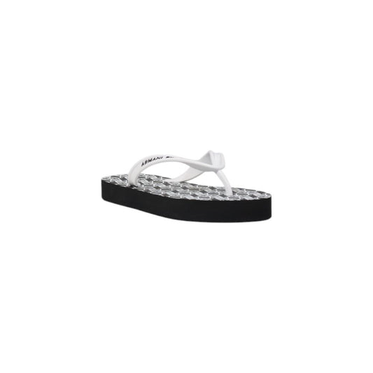 Sandales tongs en caoutchouc noires et blanches Armani Exchange