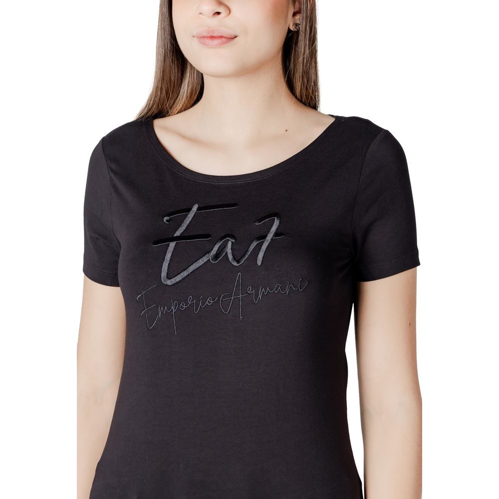 Camiseta de algodón negra EA7 Emporio Armani