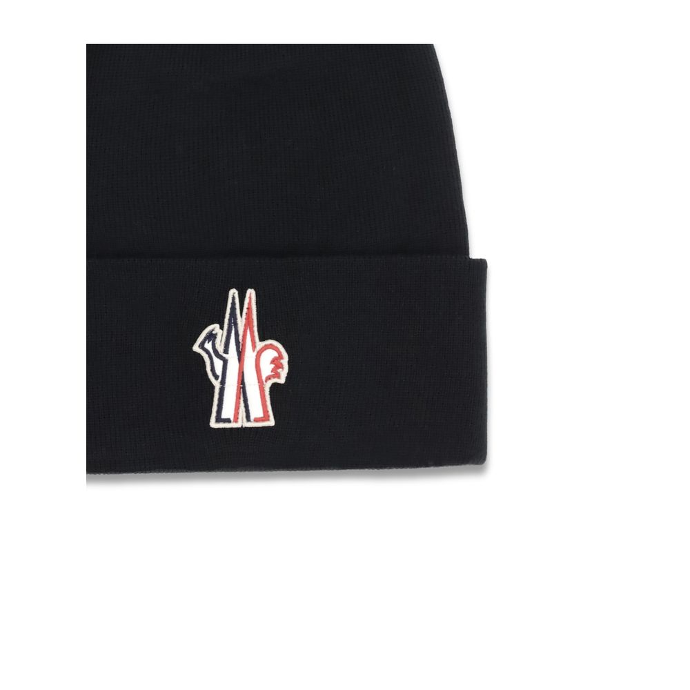 Moncler Grenoble Gorro De Lana Negra Con Forro Polar