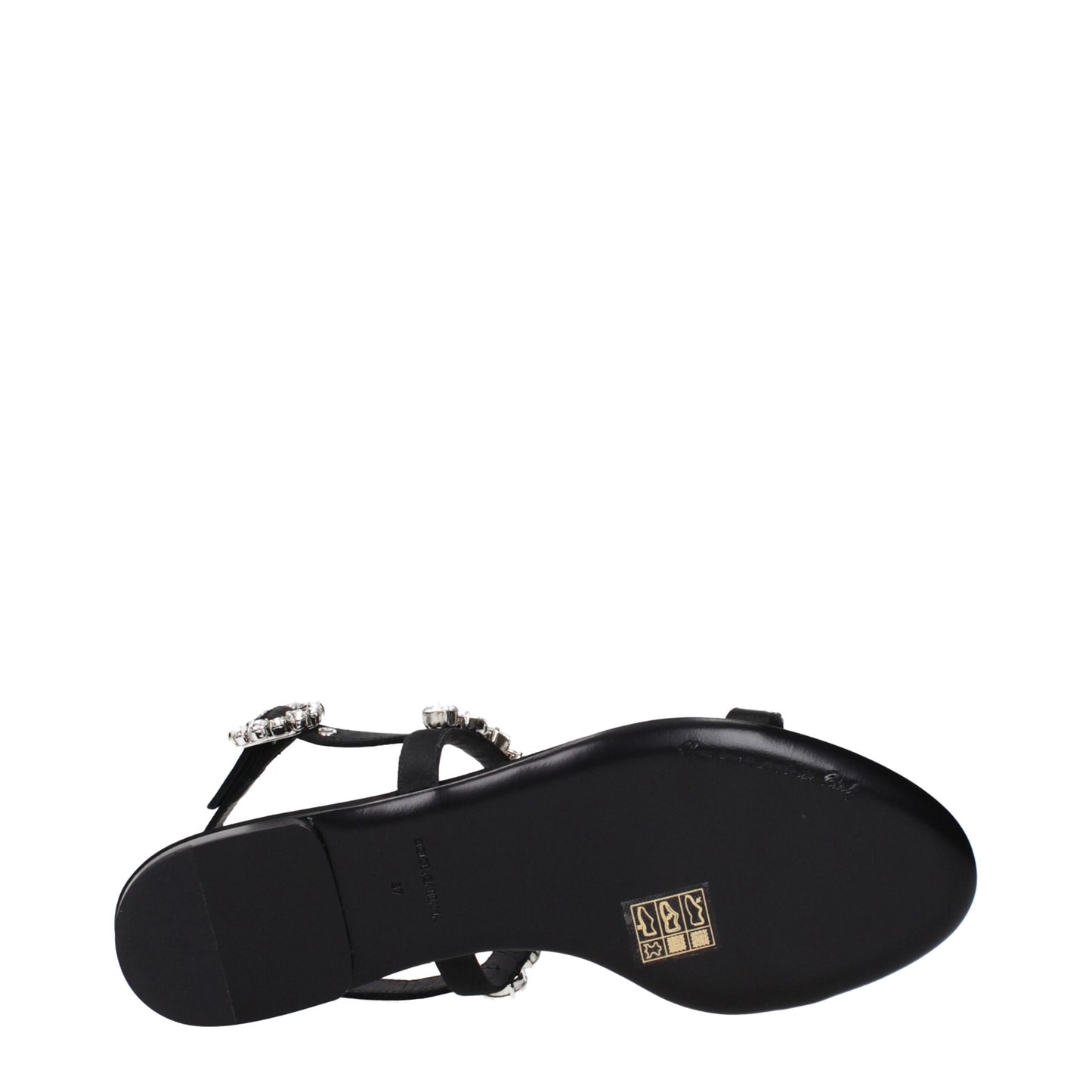 Dolce & Gabbana Sandalias Planas De Satín Negro Con Strass