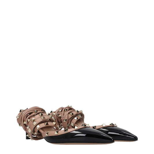 Sandalias Valentino Garavani de cuero negro con tira en el empeine