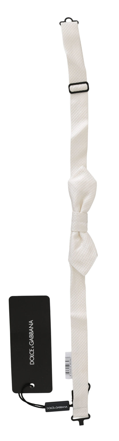 Pajarita Ajustable Fina de Seda 100% Blanca para Hombre de Dolce & Gabbana