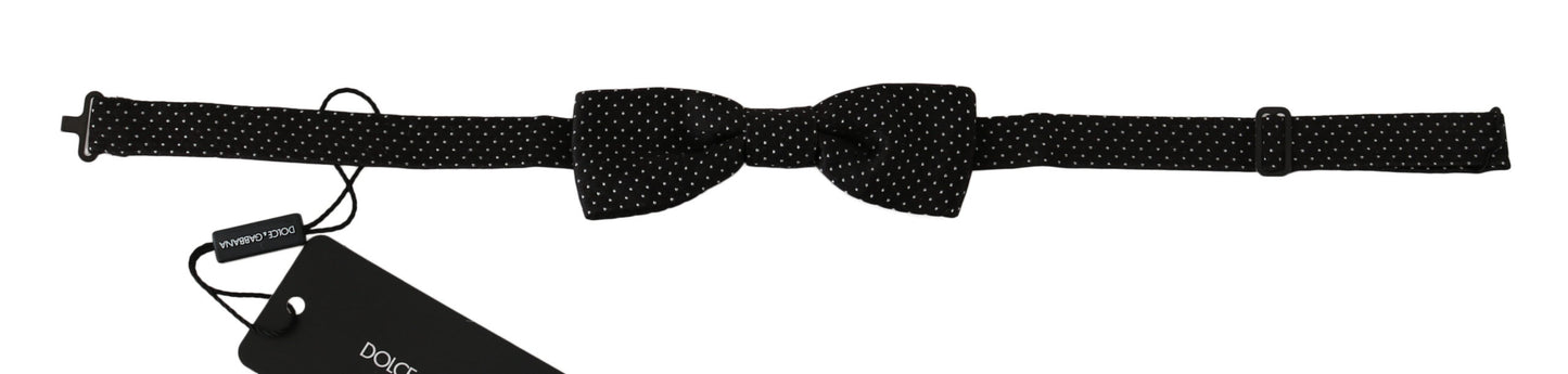 Pajarita para hombre Dolce & Gabbana de seda negra con lunares y cuello ajustable