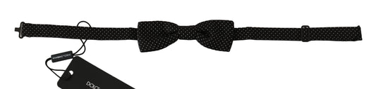 Pajarita para hombre Dolce & Gabbana de seda negra con lunares y cuello ajustable