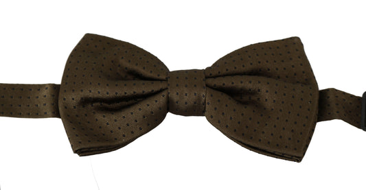 Pajarita para hombre de seda ajustable con lunares marrones de Dolce & Gabbana