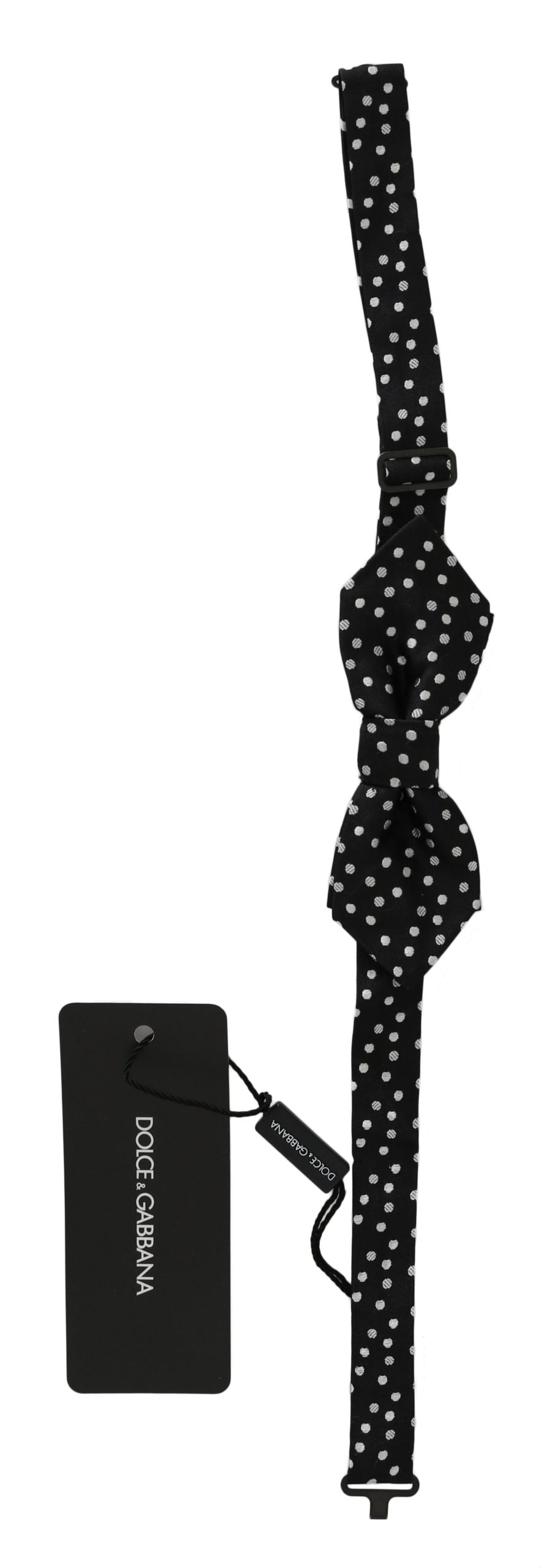 Pajarita para hombre Dolce & Gabbana de seda negra con lunares y cuello ajustable